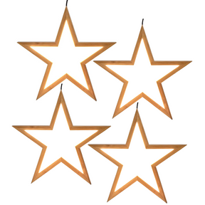 4x Large Bamboo Star Ceiling Light - LED Hanging Lamp - Natural Decor