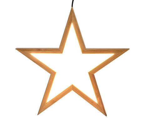 Large Bamboo Star Ceiling Light - LED Hanging Lamp - Natural Decor
