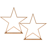 2x 87cm Bamboo Star Lamp - Table Light - Natural Decor
