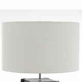 Eiffel 3 Tier Natural Wood Black Floor Lamp w/ Storage Shelves + Off White Linen Shade
