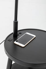 174cm Naples Tripod Floor Lamp & Shelf Storage w/ USB Charger - Matte Black
