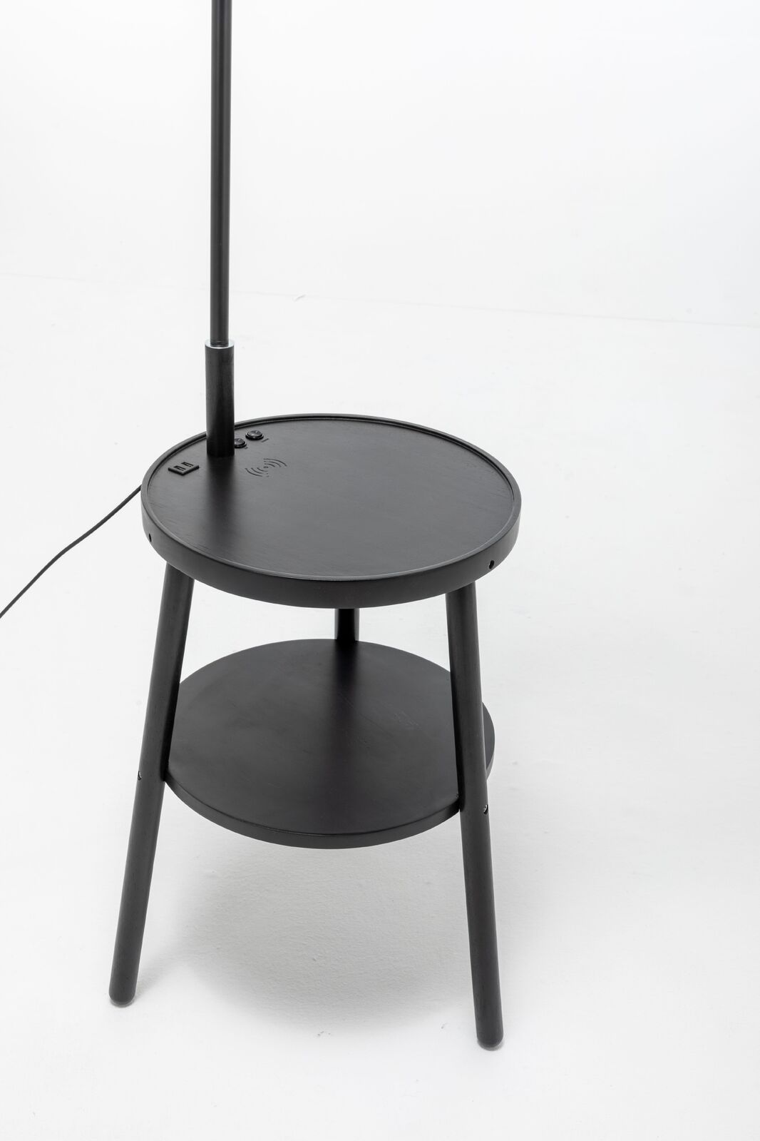 174cm Naples Tripod Floor Lamp & Shelf Storage w/ USB Charger - Matte Black