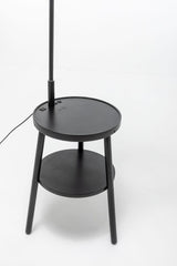 174cm Naples Tripod Floor Lamp & Shelf Storage w/ USB Charger - Matte Black