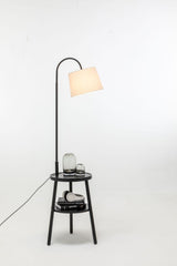 174cm Naples Tripod Floor Lamp & Shelf Storage w/ USB Charger - Matte Black