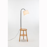 174cm Naples Tripod Floor Lamp & Shelf Storage w/ USB Charger - Natural Wood