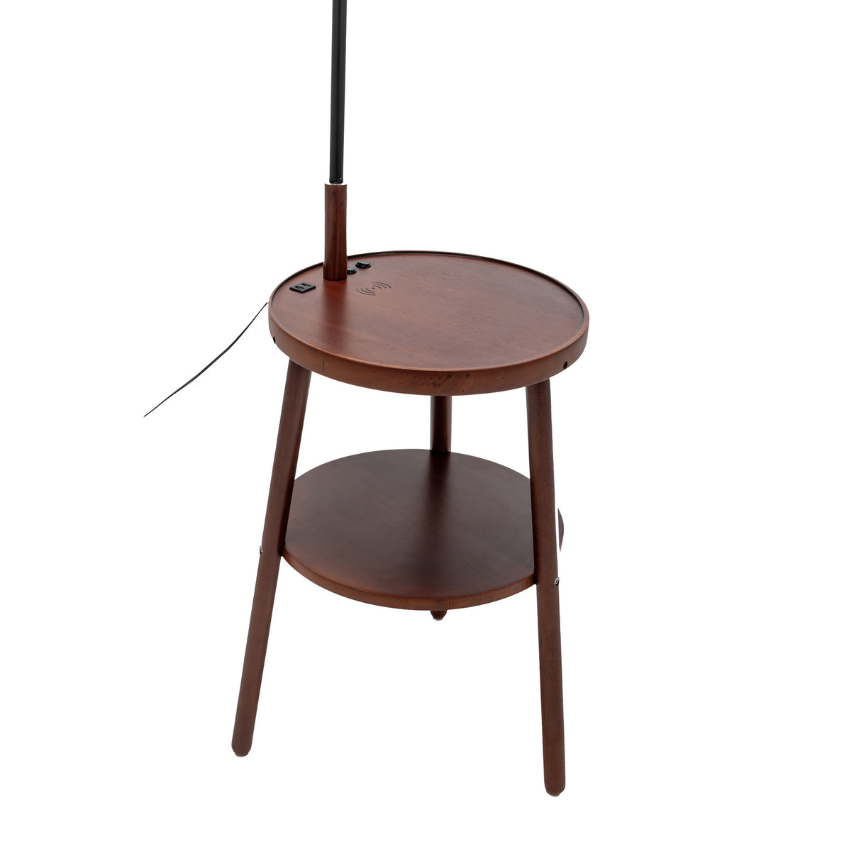 174cm Naples Tripod Floor Lamp & Shelf Storage w/ USB Charger - Cherry