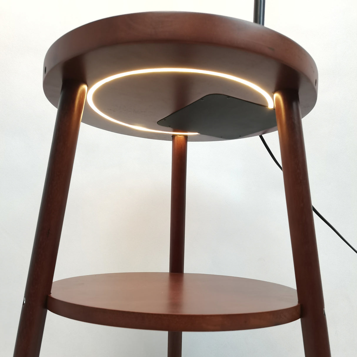 174cm Naples Tripod Floor Lamp & Shelf Storage w/ USB Charger - Cherry