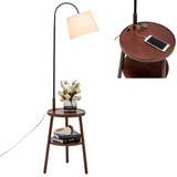 174cm Naples Tripod Floor Lamp & Shelf Storage w/ USB Charger - Cherry
