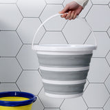 20x 10L Foldable Collapsible Silicone Bucket Bulk Pack - Grey/White (Hiking/Camping/Fishing)