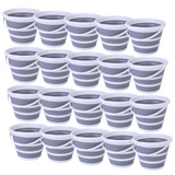 20x 10L Foldable Collapsible Silicone Bucket Bulk Pack - Grey/White (Hiking/Camping/Fishing)