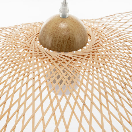 Sophia Natural Hand-Woven Bamboo Wave Pendant Lamp - Small