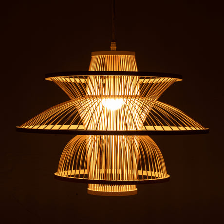 Aurora Natural Hand-Woven Bamboo 3-Layer Pendant Lamp Light