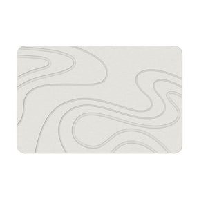 Hard Diatomite Bath Mat Super Dry Anti-Slip - Off White & Squiggle Design