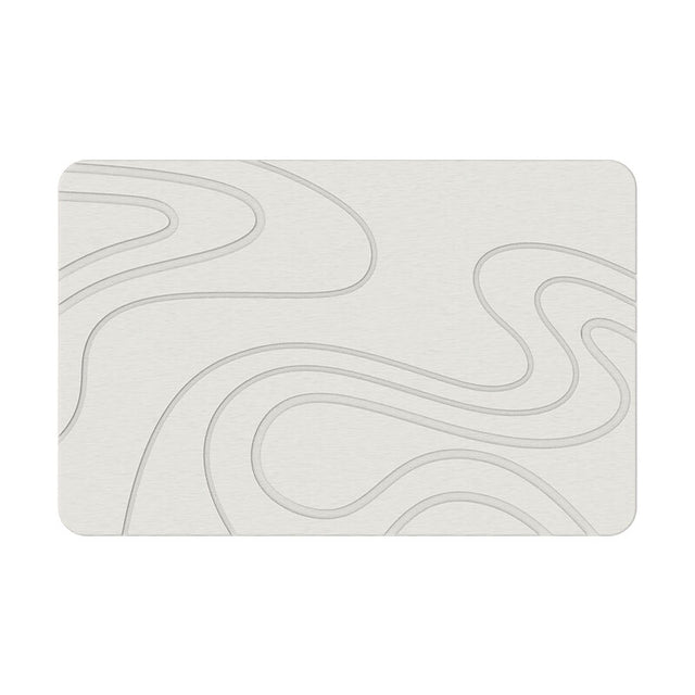 Hard Diatomite Bath Mat Super Dry Anti-Slip - Off White & Squiggle Design