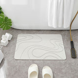 Hard Diatomite Bath Mat Super Dry Anti-Slip - Off White & Squiggle Design