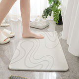 Hard Diatomite Bath Mat Super Dry Anti-Slip - Off White & Squiggle Design
