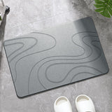 Hard Diatomite Bath Mat Super Dry Anti-Slip - Dark Grey & Squiggle Design