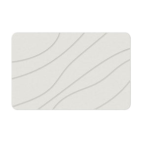 Hard Diatomite Bath Mat Super Dry Anti-Slip - Off White & Wave Line Design