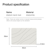 Hard Diatomite Bath Mat Super Dry Anti-Slip - Off White & Wave Line Design