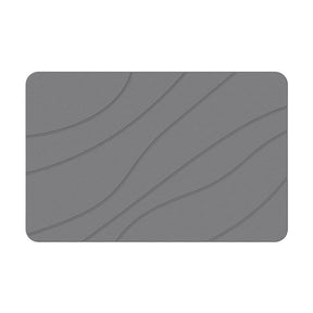 Hard Diatomite Bath Mat Super Dry Anti-Slip - Dark Grey & Wave Line Design