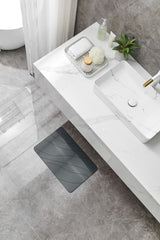 Hard Diatomite Bath Mat Super Dry Anti-Slip - Dark Grey & Wave Line Design