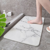 Hard Diatomite Stone Bath/Shower Mat - Quick Dry & Anti-Slip - Off White Marble Print (60x39cm)