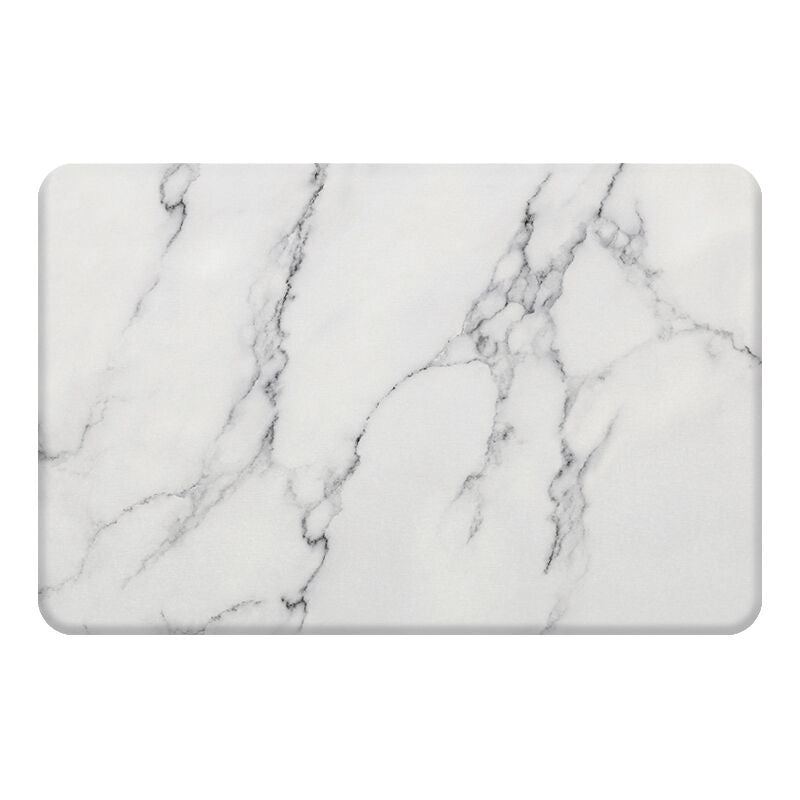 Hard Diatomite Stone Bath/Shower Mat - Quick Dry & Anti-Slip - Off White Marble Print (60x39cm)