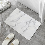 Hard Diatomite Stone Bath/Shower Mat - Quick Dry & Anti-Slip - Off White Marble Print (60x39cm)