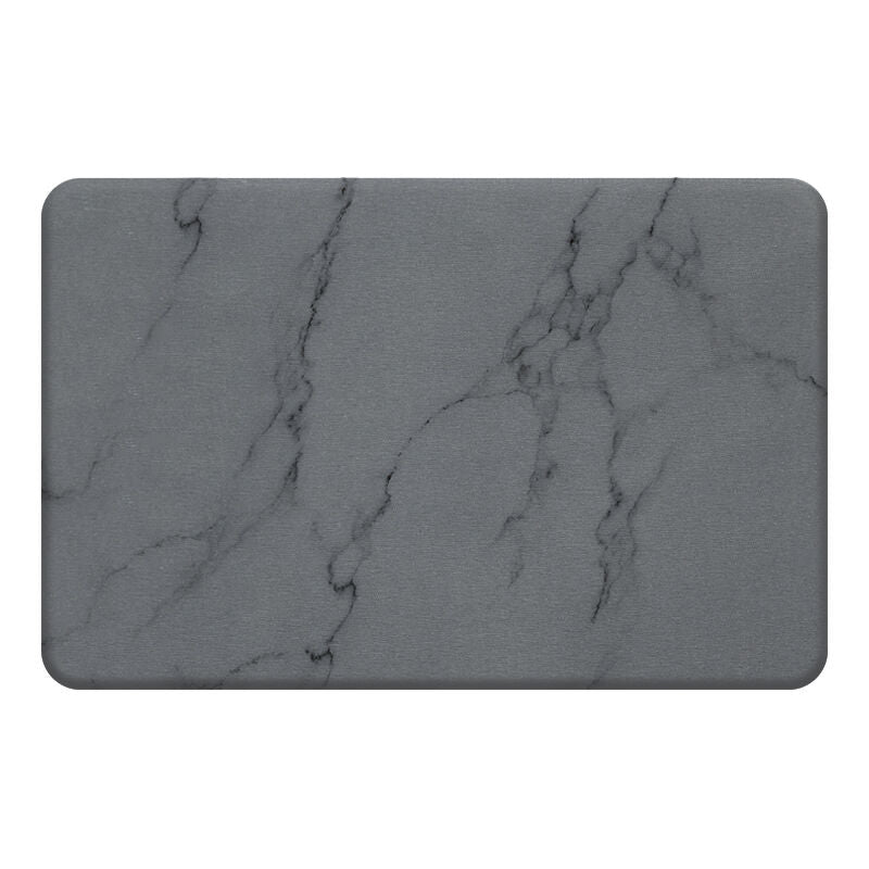 Hard Diatomite Stone Bath/Shower Mat - Quick Dry & Anti-Slip - Dark Grey Marble Print (60x39cm)