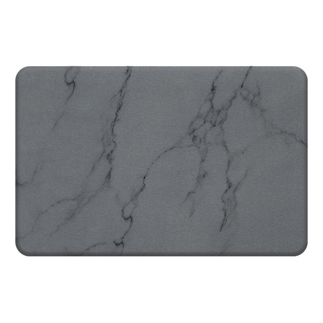 Hard Diatomite Stone Bath/Shower Mat - Quick Dry & Anti-Slip - Dark Grey Marble Print (60x39cm)