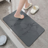 Hard Diatomite Stone Bath/Shower Mat - Quick Dry & Anti-Slip - Dark Grey Marble Print (60x39cm)