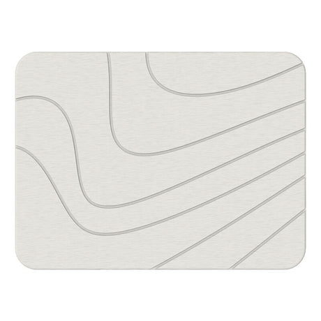Hard Diatomite Bath Mat Super Dry Anti-Slip - Off White & Wave Line Design (Small)