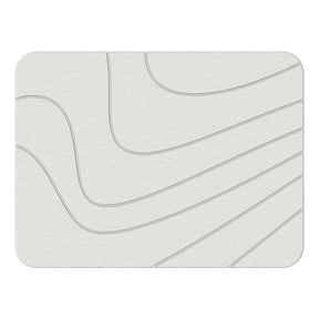 Hard Diatomite Stone Kitchen Dish Counter Top Drying Mat - Off White Lines (40x30cm)