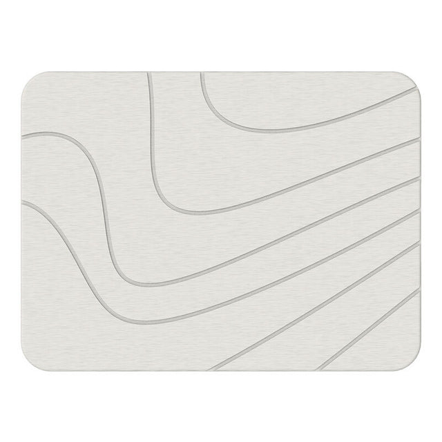 Hard Diatomite Stone Kitchen Dish Counter Top Drying Mat - Off White Lines (40x30cm)