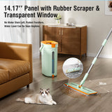 Premium Microfiber Flat Mop Bucket Set w/ Clean & Dirty Water Separation 360 Degree - Light Green
