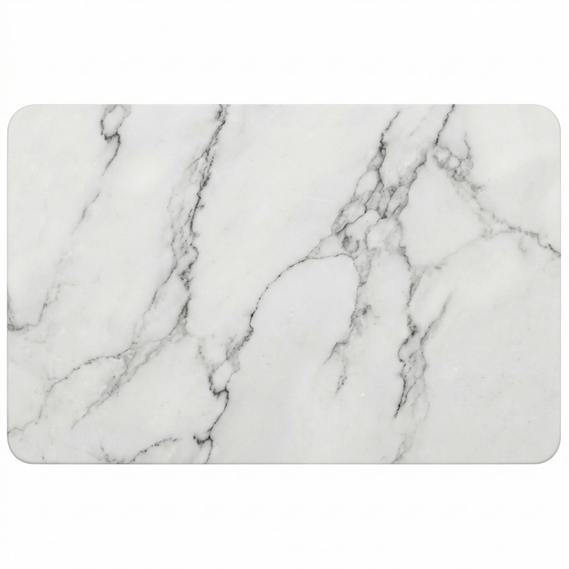 Hard Diatomite Stone Large Bath/Shower Mat - Quick Dry & Anti-Slip - Off White Marble Print (76x42cm)