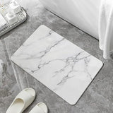 Hard Diatomite Stone Large Bath/Shower Mat - Quick Dry & Anti-Slip - Off White Marble Print (76x42cm)