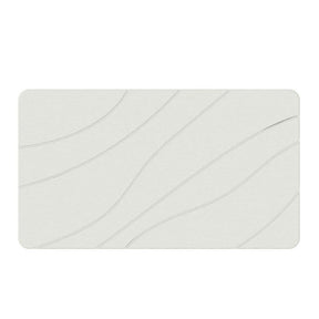 Hard Diatomite Large Bath Mat Quick Dry Anti-Slip - Off White & Wave Line Design