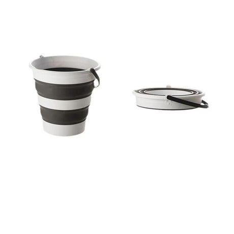 15 Litre Foldable Collapsible Bucket Silicone for Home/Hiking/Camping/Fishing - Grey/White