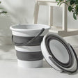 15 Litre Foldable Collapsible Bucket Silicone for Home/Hiking/Camping/Fishing - Grey/White