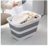 26L Foldable Laundry Basket Hamper Handle and Foldable Stand - Grey/White
