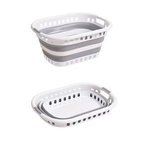 26L Collapsible Laundry Basket Hamper w/ Air Holes Foldable - Grey/White