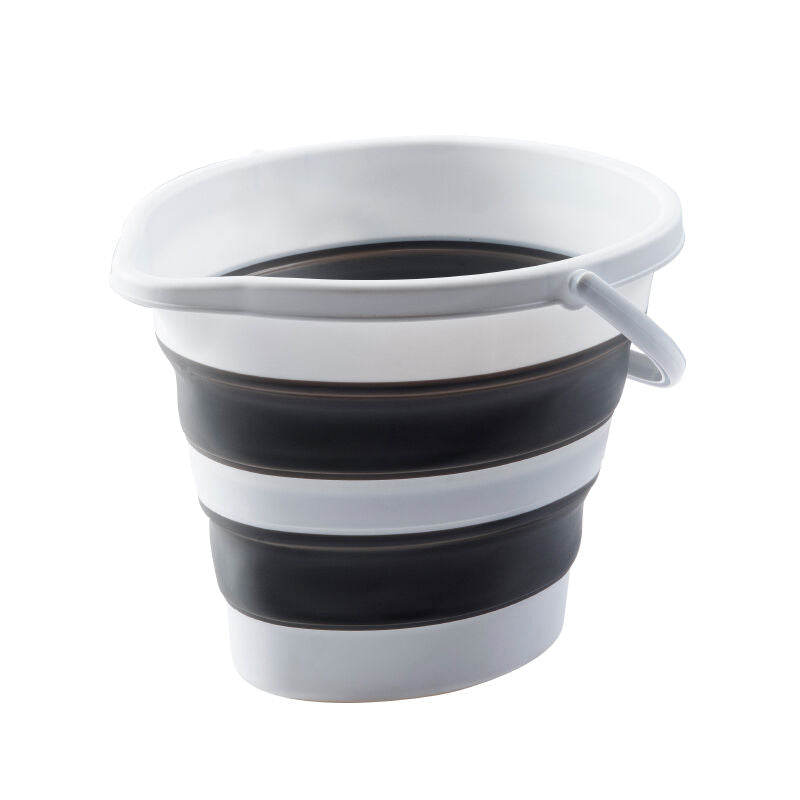 10 Litre Foldable Collapsible Drop Shape Bucket Silicone - Grey/White