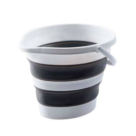 10 Litre Foldable Collapsible Drop Shape Bucket Silicone - Grey/White