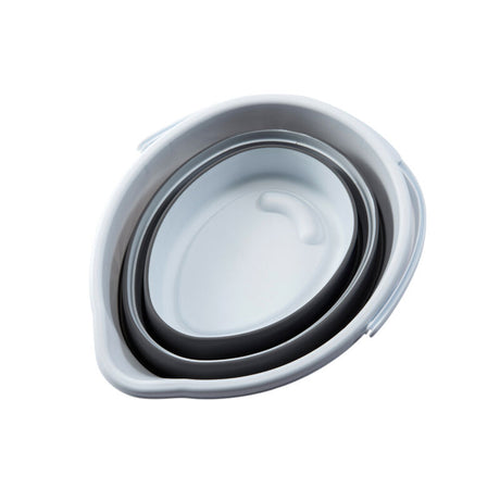 10 Litre Foldable Collapsible Drop Shape Bucket Silicone - Grey/White