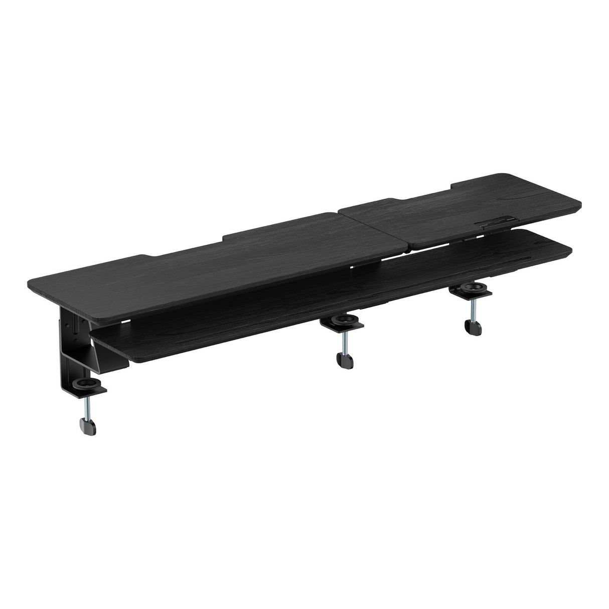 2-Tier Clamp On Monitor Stand Riser with Laptop Height Adjuster - Matte Black
