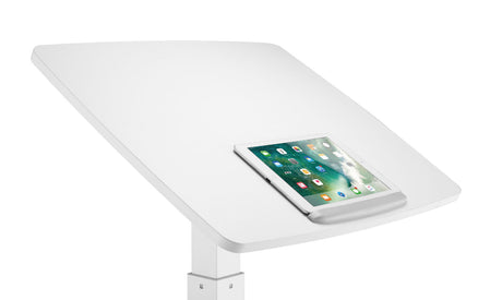 Height Adjustable Mobile Workstation w/ Paddle Lever & Tiltable Desktop - White