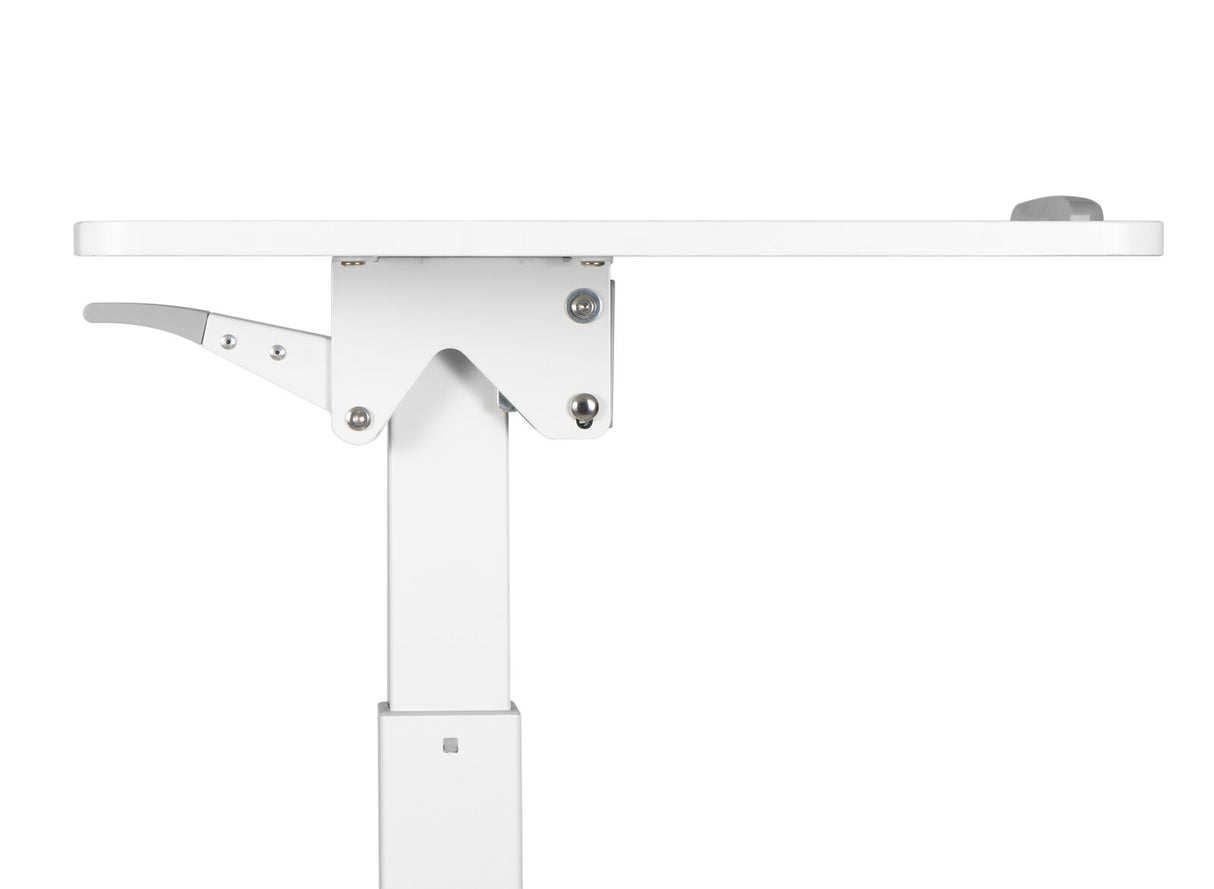 Height Adjustable Mobile Workstation w/ Paddle Lever & Tiltable Desktop - White