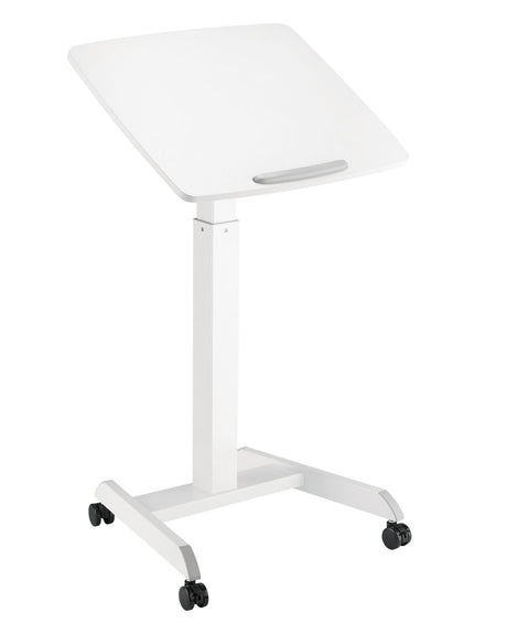 Height Adjustable Mobile Workstation w/ Paddle Lever & Tiltable Desktop - White