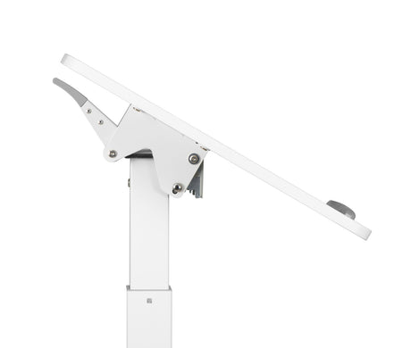 Height Adjustable Mobile Workstation w/ Paddle Lever & Tiltable Desktop - White